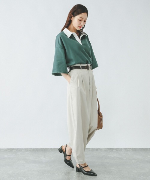 GLOBAL WORK（グローバルワーク）の「裏毛スキッパープルオーバー7分袖/289385（Tシャツ/カットソー・レディース・杢グレー/スミクロ/モスグリーン・MEDIUM/LARGE）」の10枚目の写真