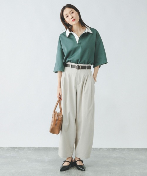 GLOBAL WORK（グローバルワーク）の「裏毛スキッパープルオーバー7分袖/289385（Tシャツ/カットソー・レディース・杢グレー/スミクロ/モスグリーン・MEDIUM/LARGE）」の11枚目の写真