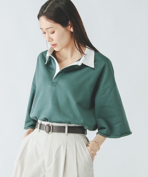 GLOBAL WORK（グローバルワーク）の「裏毛スキッパープルオーバー7分袖/289385（Tシャツ/カットソー・レディース・杢グレー/スミクロ/モスグリーン・MEDIUM/LARGE）」の13枚目の写真