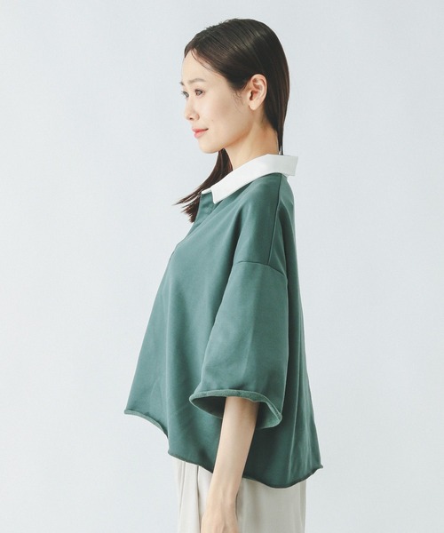 GLOBAL WORK（グローバルワーク）の「裏毛スキッパープルオーバー7分袖/289385（Tシャツ/カットソー・レディース・杢グレー/スミクロ/モスグリーン・MEDIUM/LARGE）」の15枚目の写真