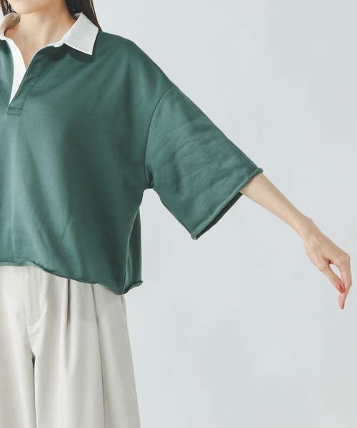 GLOBAL WORK（グローバルワーク）の「裏毛スキッパープルオーバー7分袖/289385（Tシャツ/カットソー・レディース・杢グレー/スミクロ/モスグリーン・MEDIUM/LARGE）」の19枚目の写真