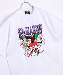 Ed Hardy ルーズサイズ プリント半袖Tシャツ