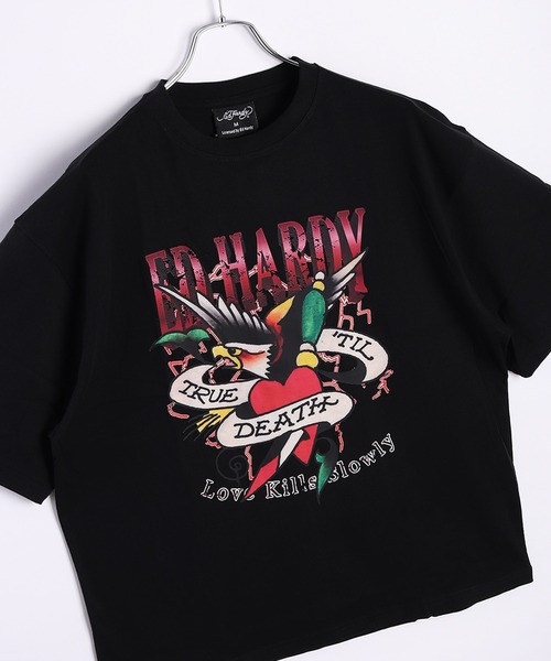 Ed Hardy（エドハーディー）の「Ed Hardy ルーズサイズ プリント半袖Tシャツ（Tシャツ/カットソー・メンズ・ブラック系その他2/ブルー/ブラック系その他4/チャコール/イエロー系その他/ホワイト系その他2/ブラック系その他3/イエロー/ホワイト/ライム/ホワイト系その他/ブラック系その他/ブラック/ブラック系その他6/グレー系その他2/ブラック系その他5/グレー系その他・L/M/LL）」の5枚目の写真