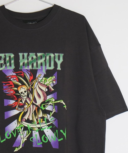 Ed Hardy（エドハーディー）の「Ed Hardy ルーズサイズ プリント半袖Tシャツ（Tシャツ/カットソー・メンズ・ブラック系その他2/ブルー/ブラック系その他4/チャコール/イエロー系その他/ホワイト系その他2/ブラック系その他3/イエロー/ホワイト/ライム/ホワイト系その他/ブラック系その他/ブラック/ブラック系その他6/グレー系その他2/ブラック系その他5/グレー系その他・L/M/LL）」の13枚目の写真