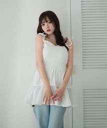 fupel | cut rib docking ribbon camisole / カットリブドッキングリボンキャミソール(キャミソール)