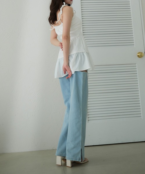 fupel（フぺル）の「cut rib docking ribbon camisole / カットリブドッキングリボンキャミソール（キャミソール・レディース・オフホワイト/ブラック・FREE）」の22枚目の写真