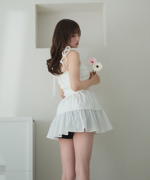 fupel（フぺル）の「cut rib docking ribbon camisole / カットリブドッキングリボンキャミソール（キャミソール・レディース・オフホワイト/ブラック・FREE）」の7枚目の写真