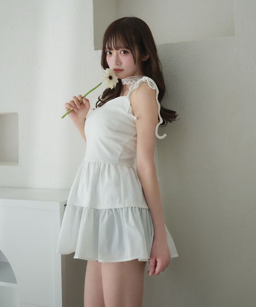 fupel（フぺル）の「cut rib docking ribbon camisole / カットリブドッキングリボンキャミソール（キャミソール・レディース・オフホワイト/ブラック・FREE）」の9枚目の写真