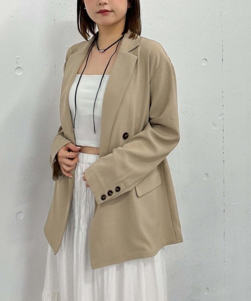 archives（アルシーヴ）の「【3シーズン使える！】ダブルテーラードジャケット（テーラードジャケット・レディース・モカ/ベージュ/ネイビー/グレー・MEDIUM）」の7枚目の写真