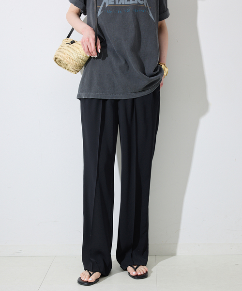 【新品】SLOBE IENA ピンタックセミフレアパンツ ブラック Sサイズ 4サイズ展開》ピンタックセミフレアパンツ（その他パンツ