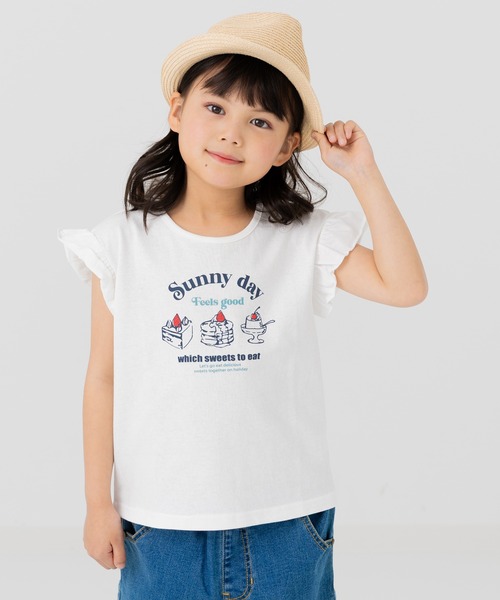 素敵★SEE BY CHLOE コットン フリル 半袖 Tシャツ 2色 セール】綿100% プリント フリルTシャツ(Tシャツ/カットソー