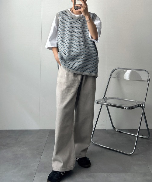 CREARE -LINO-（クレアーレリノ）の「ボーダーニットベスト（ベスト・メンズ・グレー/ホワイト・FREE）」の10枚目の写真