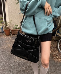 リボン付きベルトデザインショルダーバッグ