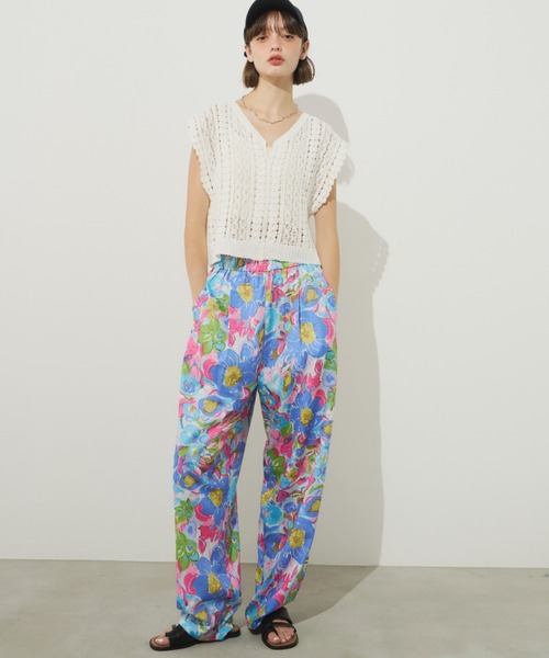 【BIMBA Y LOLA】フラワープリントパンツ AZUL BY MOUSSY | フラワープリントイージーワイドパンツ