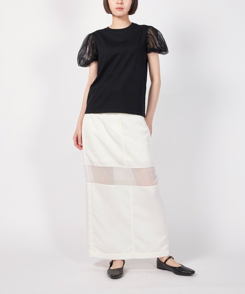 スカート clane SHEER SWITCHING STRAIGHT SKIRT CLANE(クラネ) | グラフペーパー,フレッシュサービス,サロモン