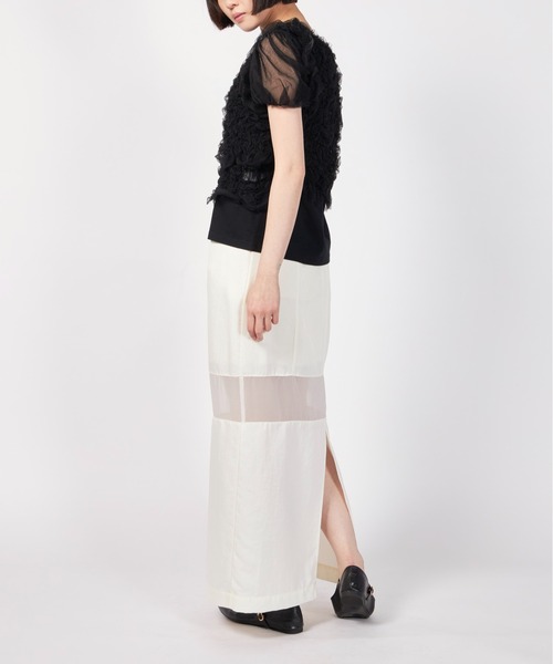新品CLANE SHEER SWITCHING STRAIGHT SKIRT