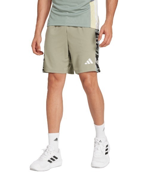 adidas(アディダス)の「アディダス adidas トレイン エッセンシャルズ カモ スリーストライプスショーツ(その他パンツ・メンズ・ブラック×グレー/カーキ・LL/3L/S/M/L)」の1枚目の写真