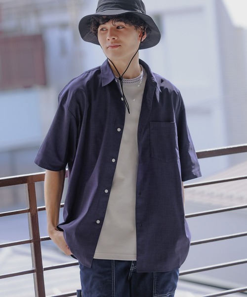 niko and...(ニコアンド)の「テックリネンファンクションシャツ(シャツ/ブラウス・メンズ・ライトグリーン/イエロー/ライトグレー/ネイビー・MEDIUM/LARGE)」の3枚目の写真
