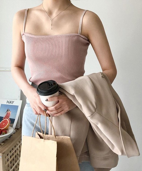 urge：（アージコロン ）の「【URGE：】☆CanCam掲載アイテム☆ レーヨン リブ キャミソール（キャミソール・レディース・オフホワイト/ベージュ/ライトグリーン/ブルー/ブラック/ブラウン/ピンク・SMALL/MEDIUM/LARGE）」の7枚目の写真