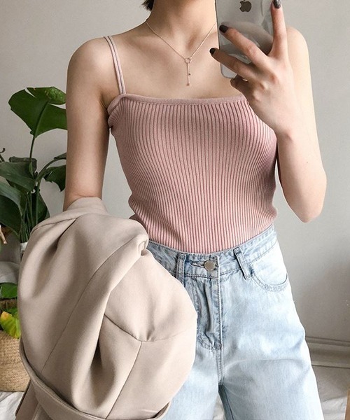 urge：（アージコロン ）の「【URGE：】☆CanCam掲載アイテム☆ レーヨン リブ キャミソール（キャミソール・レディース・オフホワイト/ベージュ/ライトグリーン/ブルー/ブラック/ブラウン/ピンク・SMALL/MEDIUM/LARGE）」の8枚目の写真