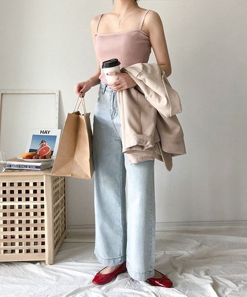 urge：（アージコロン ）の「【URGE：】☆CanCam掲載アイテム☆ レーヨン リブ キャミソール（キャミソール・レディース・オフホワイト/ベージュ/ライトグリーン/ブルー/ブラック/ブラウン/ピンク・SMALL/MEDIUM/LARGE）」の9枚目の写真