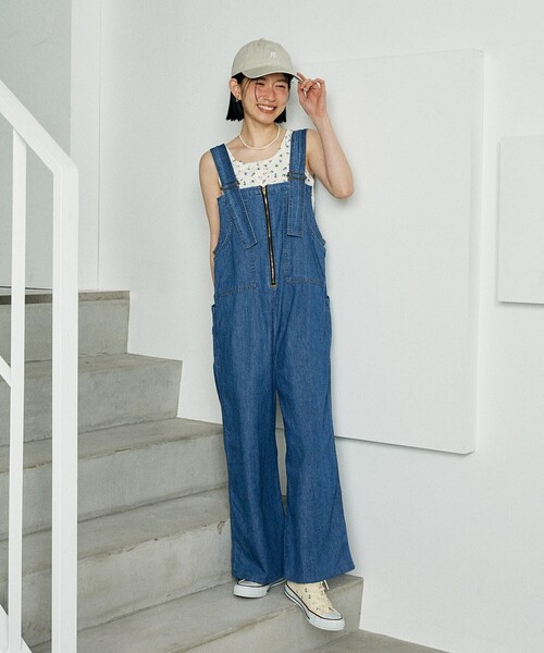 TUTIE.✨リネンデニムフロントファスナー サルペット SOMETHING × FREAK'S STORE/サムシング 別注 Summer Zip