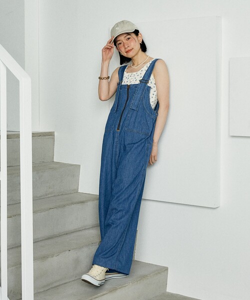 TUTIE.✨リネンデニムフロントファスナー サルペット SOMETHING × FREAK'S STORE/サムシング 別注 Summer Zip