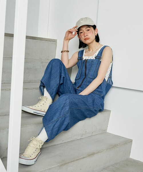 TUTIE.✨リネンデニムフロントファスナー サルペット SOMETHING × FREAK'S STORE/サムシング 別注 Summer Zip