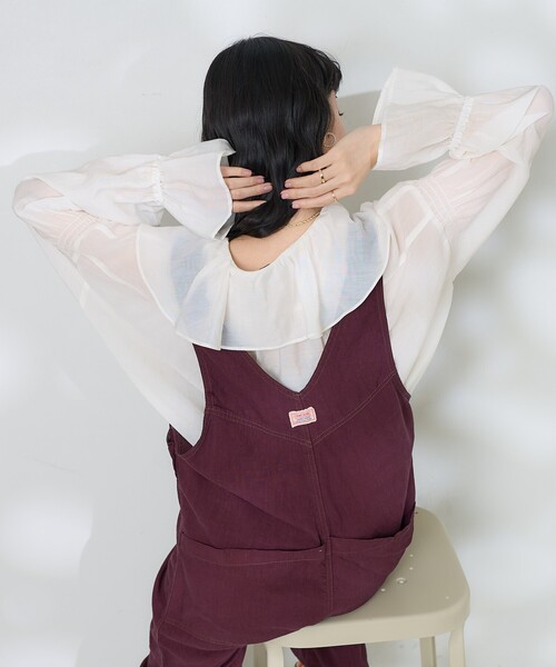 FREAK'S STORE(フリークスストア)の「SOMETHING × FREAK'S STORE/サムシング 別注 Summer Zip Salopette/サマー ジップサロペット/デニムサロペット/リネンサロペット(つなぎ/オールインワン・レディース・ブルー/ワイン/ベージュ・フリ-)」の17枚目の写真