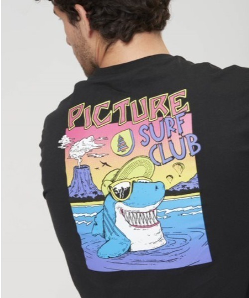 PICTURE ORGANIC CLOTHING(ピクチャーオーガニッククロージング)の「【PICTURE/ピクチャー】MAPOON TEE/半袖ネオンカラーレトロテイストバックプリントTシャツ(Tシャツ/カットソー・メンズ・ホワイト/ブラック・MEDIUM/SMALL)」の2枚目の写真
