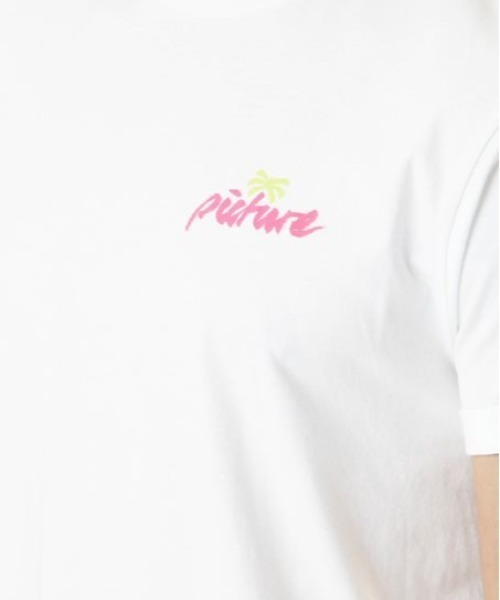 PICTURE ORGANIC CLOTHING(ピクチャーオーガニッククロージング)の「【PICTURE/ピクチャー】MAPOON TEE/半袖ネオンカラーレトロテイストバックプリントTシャツ(Tシャツ/カットソー・メンズ・ホワイト/ブラック・MEDIUM/SMALL)」の3枚目の写真