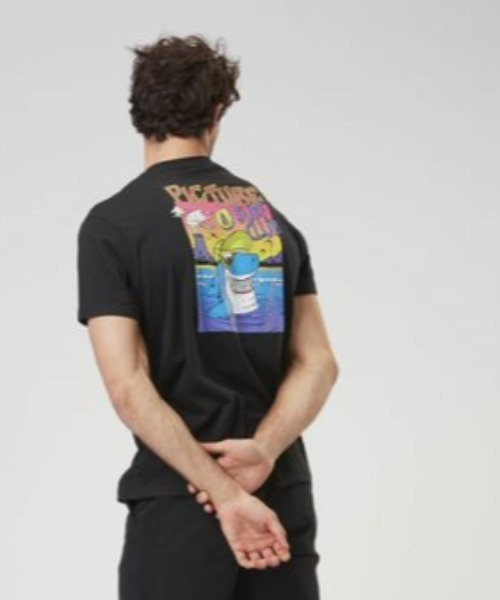 PICTURE ORGANIC CLOTHING(ピクチャーオーガニッククロージング)の「【PICTURE/ピクチャー】MAPOON TEE/半袖ネオンカラーレトロテイストバックプリントTシャツ(Tシャツ/カットソー・メンズ・ホワイト/ブラック・MEDIUM/SMALL)」の9枚目の写真