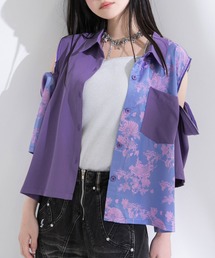 Diable baiser（ディアブルベーゼ）の「インパクト柄配色肩ジップ開き半袖シャツトップス（シャツ/ブラウス）」