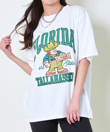 《ビッグロゴ×キャラクター刺繍》レディース 半袖Tシャツ オーバーサイズ 春夏秋