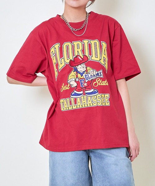 GORGE（ゴージ）の「《ビッグロゴ×キャラクター刺繍》レディース 半袖Tシャツ オーバーサイズ 春夏秋（Tシャツ/カットソー・レディース・ネイビー/オフホワイト/ブルー/レッド・F）」の5枚目の写真