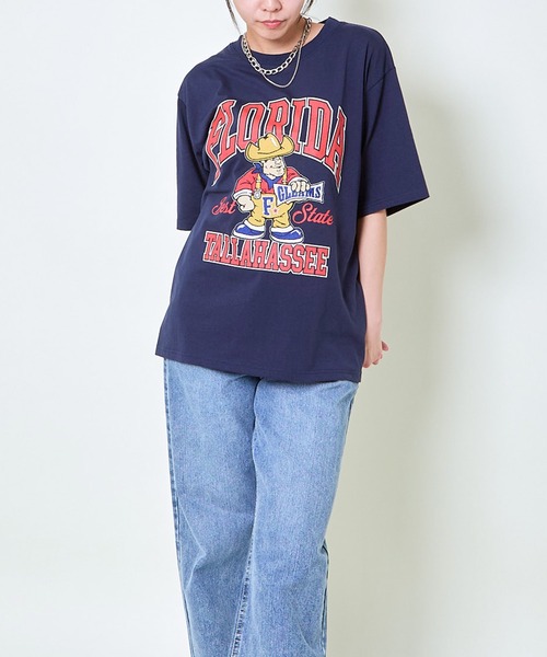 GORGE（ゴージ）の「《ビッグロゴ×キャラクター刺繍》レディース 半袖Tシャツ オーバーサイズ 春夏秋（Tシャツ/カットソー・レディース・ネイビー/オフホワイト/ブルー/レッド・F）」の10枚目の写真