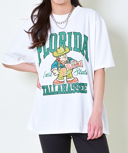 GORGE（ゴージ）の「《ビッグロゴ×キャラクター刺繍》レディース 半袖Tシャツ オーバーサイズ 春夏秋（Tシャツ/カットソー・レディース・ネイビー/オフホワイト/ブルー/レッド・F）」の11枚目の写真