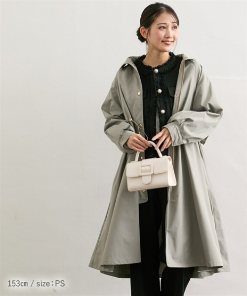 Petitjo（プッチージョ）の「小さいサイズ　ドロストロングモッズコート　低身長さん・小柄女性（モッズコート・レディース・カーキ/ブラック/ベージュ・PSS/PS/PM/PL）」の17枚目の写真