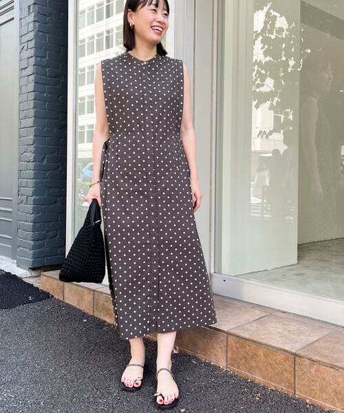 ブラウス シャツ シャツワンピース 麻調合繊 レディース 麻調合繊 シャツワンピース 五分袖 レディース(M ベージュ