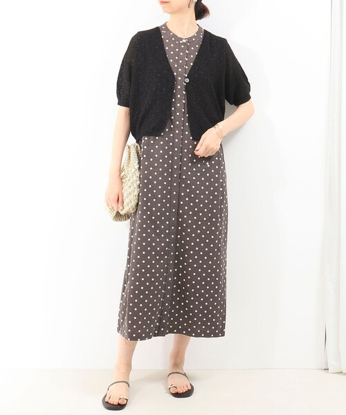 MICO COULIER（ミコクリエ）の「麻調合繊タック切替シャツワンピース（ワンピース・レディース・ブラック系その他/ネイビー/グレー系その他/グレイッシュベージュ・38）」の19枚目の写真