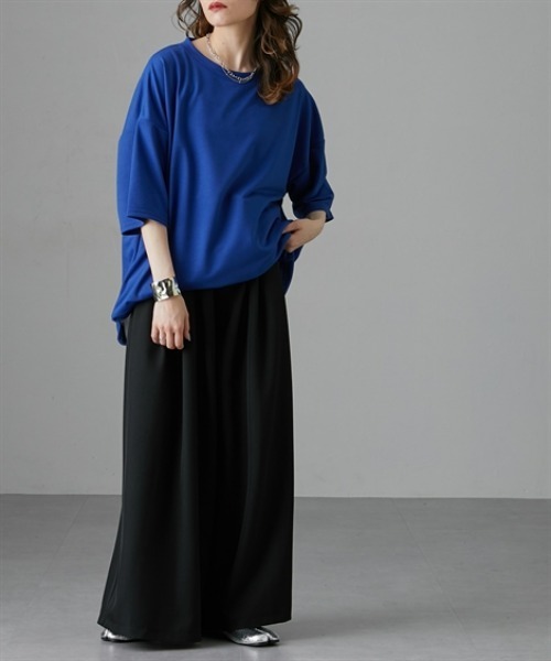 Soiunique（スワユニーク）の「重ね着風ゆったり半袖トップス［Soiunique］（Tシャツ/カットソー・レディース・ブラック/ブルー/杢グレー・LL/M/L）」の9枚目の写真