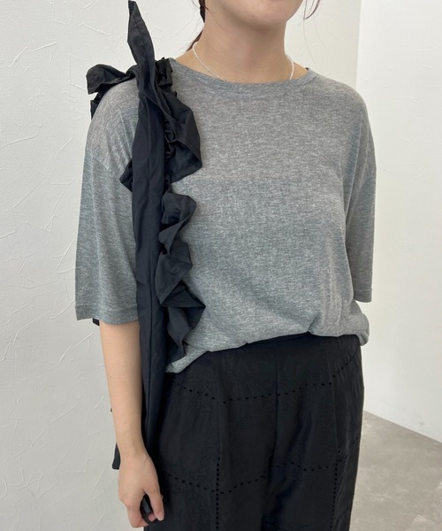 mysty woman（ミスティウーマン）の「SMIRNASLI(サミールナスリ) フリルショルダーBAG　499923（ショルダーバッグ・レディース・ブラック/ブラウン・FREE）」の6枚目の写真