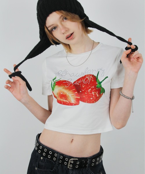 セール】【 IMARI / イマリ 】 イチゴ グラフィック チビTシャツ