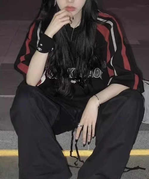 SHEPP(シープ)の「バイカラー ルーズゲームTシャツ(Tシャツ/カットソー・レディース・ブラック・XL/L)」の1枚目の写真