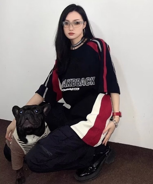 SHEPP(シープ)の「バイカラー ルーズゲームTシャツ(Tシャツ/カットソー・レディース・ブラック・XL/L)」の7枚目の写真