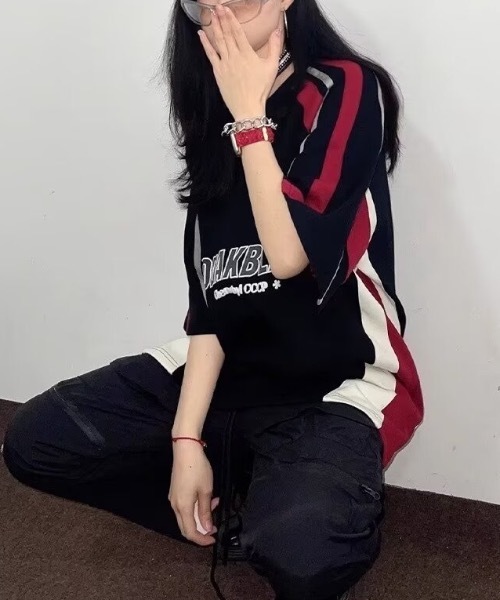 SHEPP(シープ)の「バイカラー ルーズゲームTシャツ(Tシャツ/カットソー・レディース・ブラック・XL/L)」の9枚目の写真