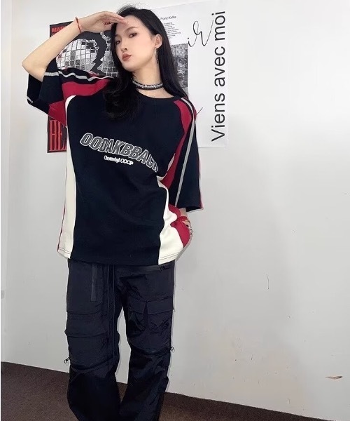 SHEPP(シープ)の「バイカラー ルーズゲームTシャツ(Tシャツ/カットソー・レディース・ブラック・XL/L)」の10枚目の写真