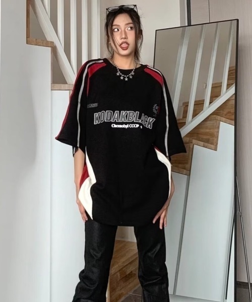 SHEPP(シープ)の「バイカラー ルーズゲームTシャツ(Tシャツ/カットソー・レディース・ブラック・XL/L)」の13枚目の写真