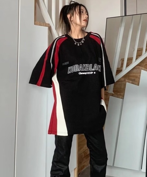 SHEPP(シープ)の「バイカラー ルーズゲームTシャツ(Tシャツ/カットソー・レディース・ブラック・XL/L)」の15枚目の写真