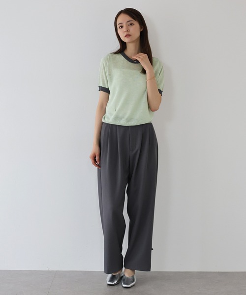 J by blue(ジェイバイブルー)の「ロゴ配色シアーニット(ニット/セーター・レディース・アイボリー/モカ/ミント・MEDIUM)」の5枚目の写真
